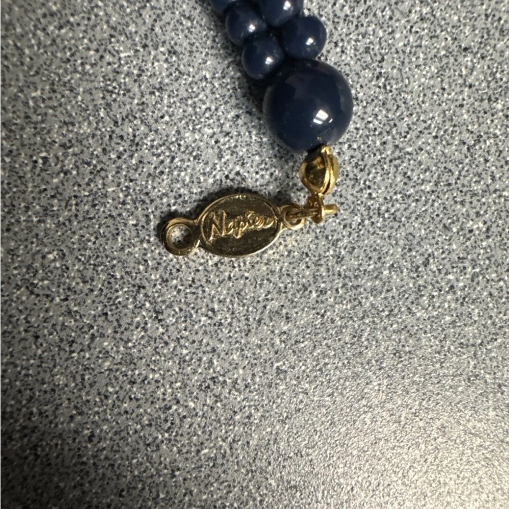 Vintage Napier Navy Blue Twisted Beaded Necklace, 17" - Picture 4 of 4